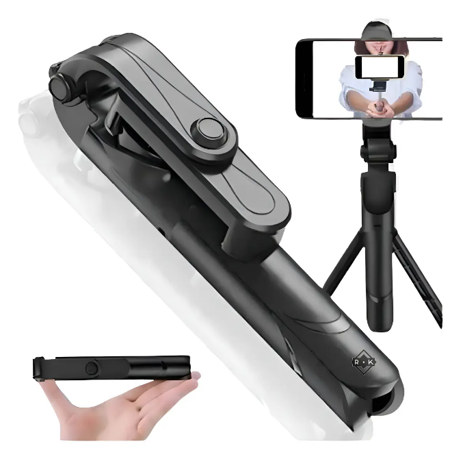 Trípode para Celular con Palo Selfie Retráctil y Control Remoto Bluetooth